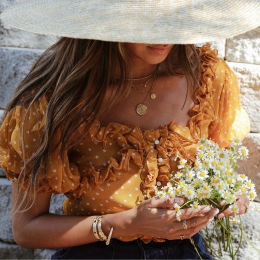 Sézane Wood Top in Printed Peas Saffron (FR 36/US 4)